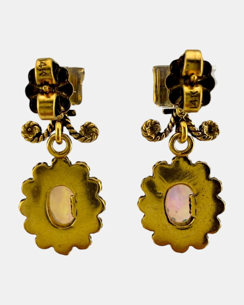 Victorian Revival 14K Gold Opal Drop Earrings - 14K Solid Gold - Free shipping - 4
