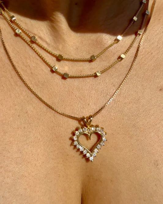 Vintage 10K Diamond Heart Pendant 1 ct - 10K Gold - Free shipping - 2