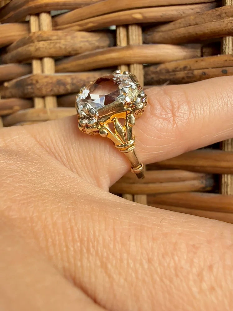 Vintage 10K Gold 5.5 CT Clear Amethyst Ring - 10K Gold - Free shipping - 4