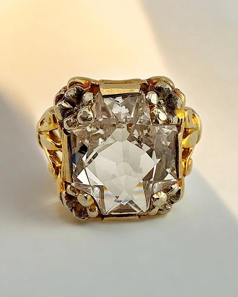 Vintage 10K Gold 5.5 CT Clear Amethyst Ring - 10K Gold - Free shipping - 2