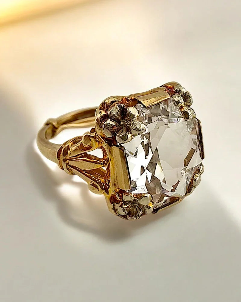 Vintage 10K Gold 5.5 CT Clear Amethyst Ring - 10K Gold - Free shipping - 1