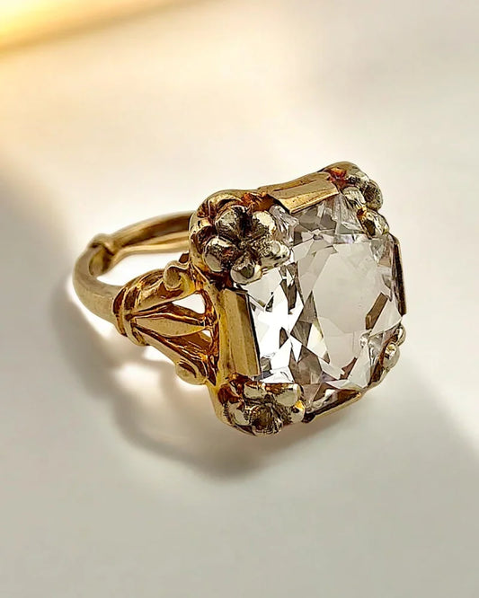 Vintage 10K Gold 5.5 CT Clear Amethyst Ring - 10K Gold - Free shipping - 1