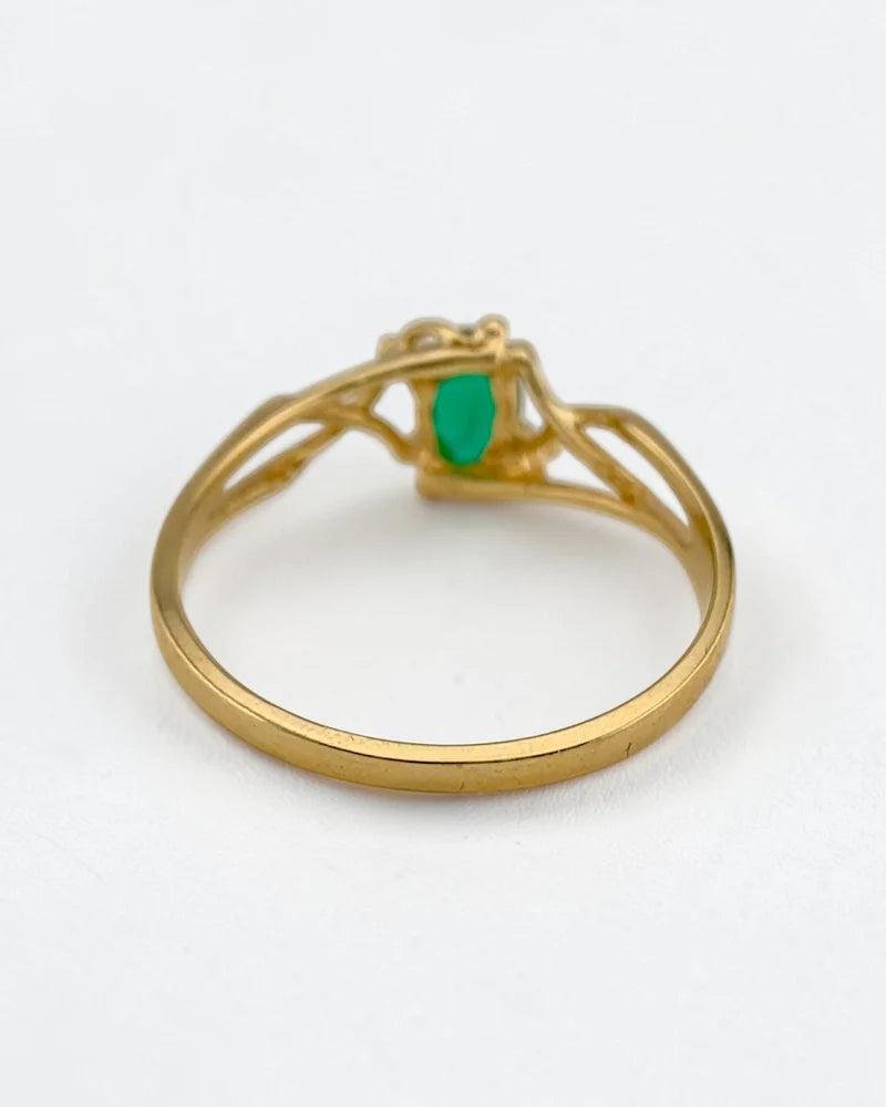 Vintage 10K Gold Emerald Ring - 14K Solid Gold - Free shipping - 8