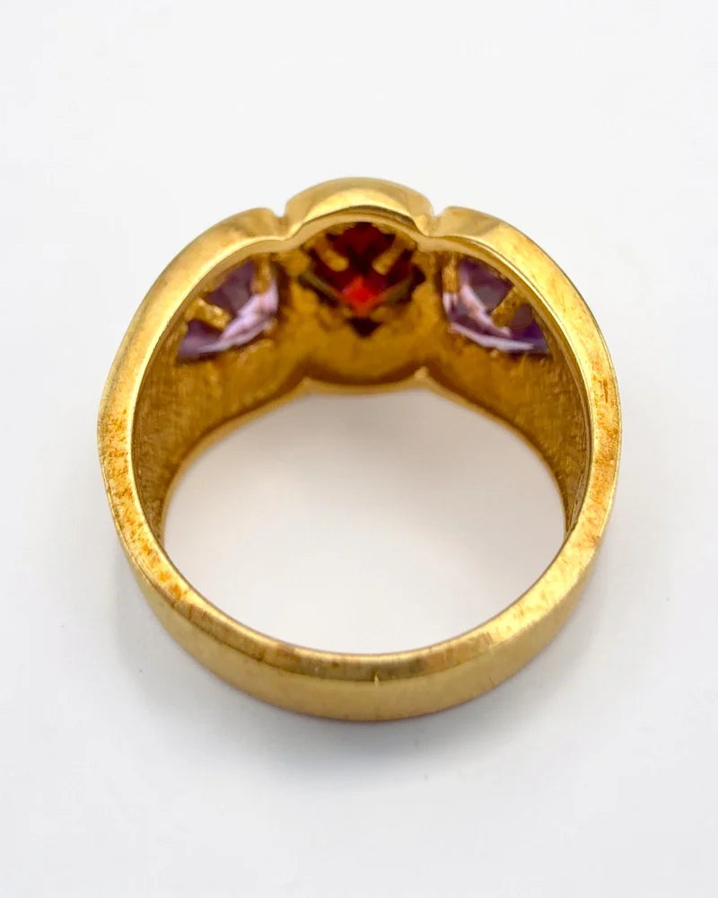 Vintage 10K Gold Garnet and Amethyst Victorian Revival Ring - 10K Gold - Free shipping - 10