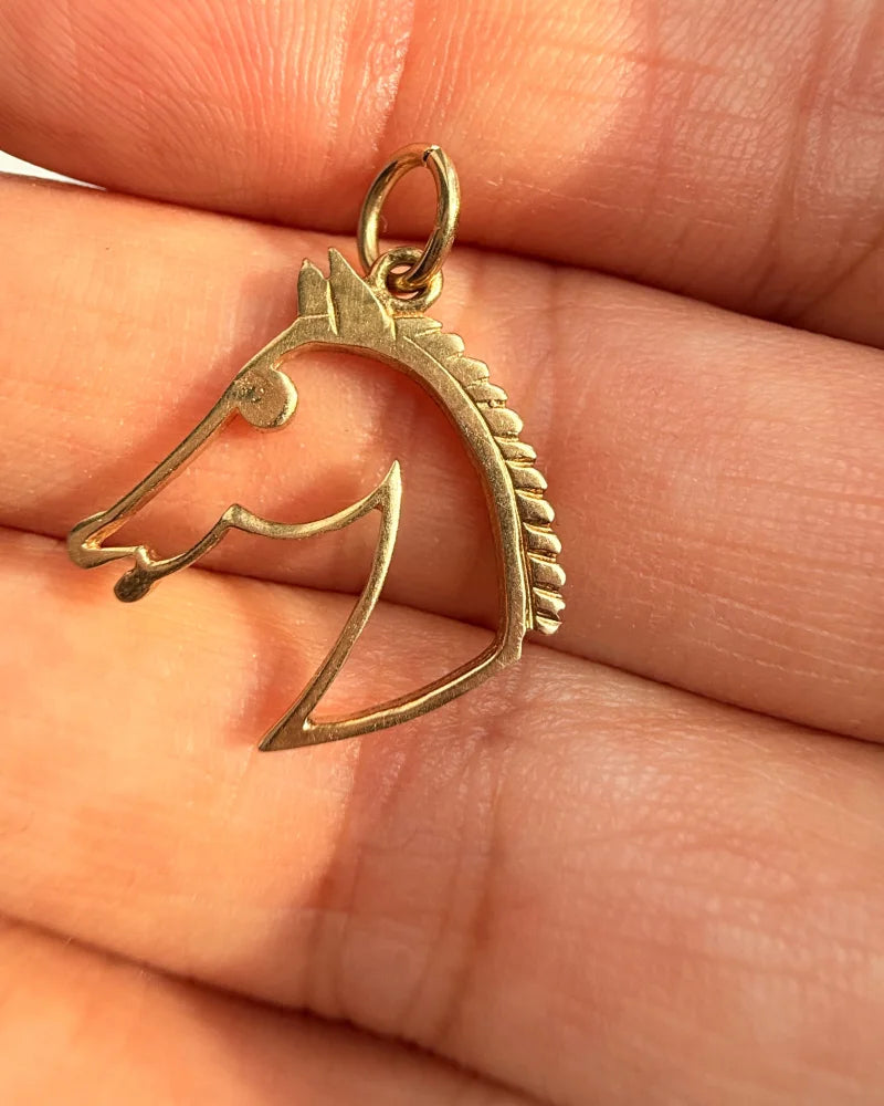 10K Gold Horse Head Pendant Charm - 10K Gold - Free shipping - 4