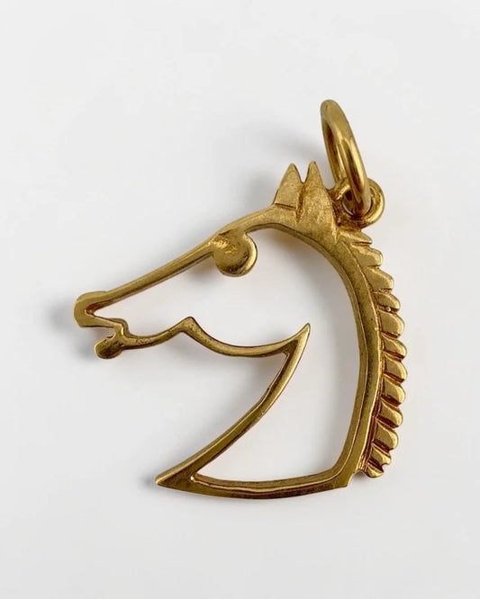 10K Gold Horse Head Pendant Charm - 10K Gold - Free shipping - 1