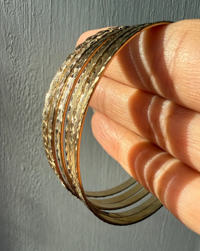 Vintage 10K Gold Stackable Bangles - 10K Gold - Free shipping - 8