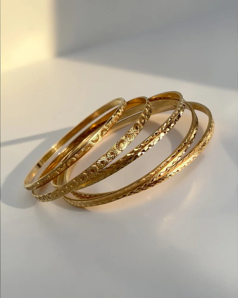 Vintage 10K Gold Stackable Bangles - 10K Gold - Free shipping - 1