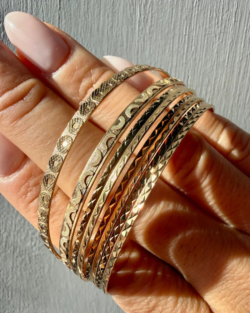Vintage 10K Gold Stackable Bangles - 10K Gold - Free shipping - 9