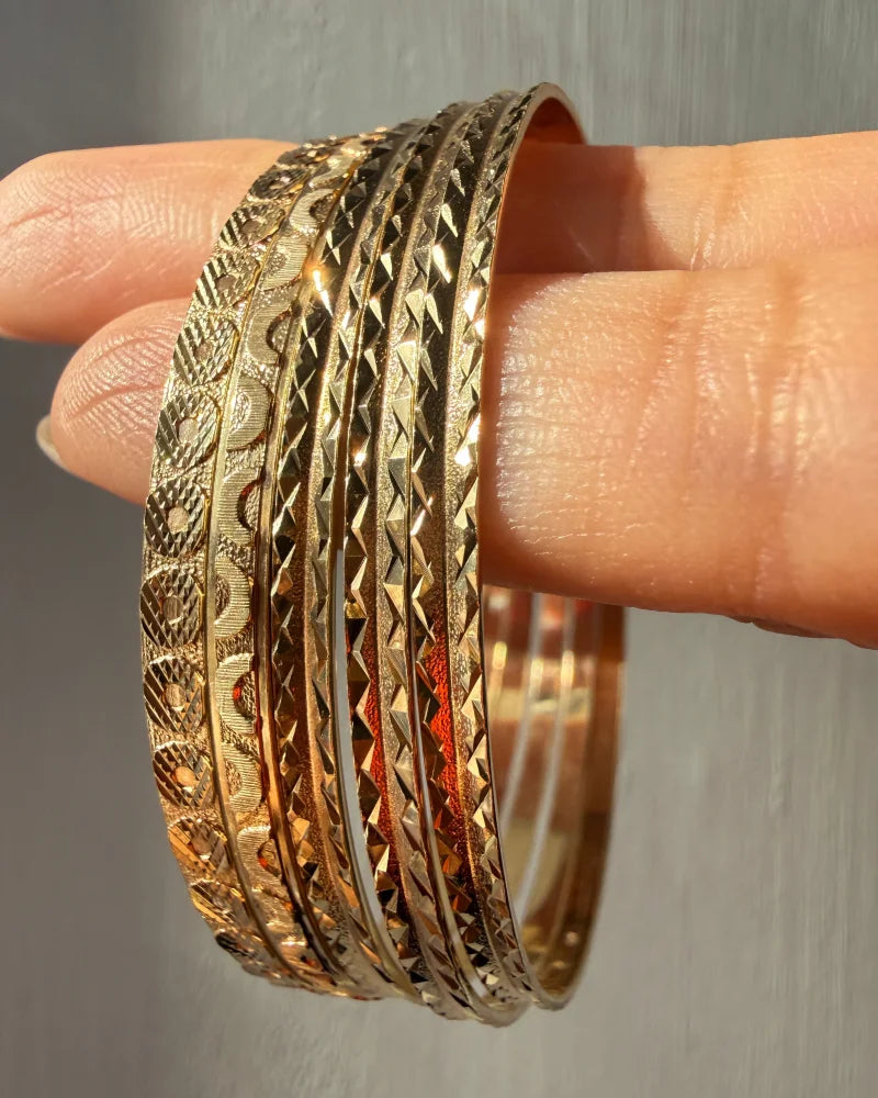 Vintage 10K Gold Stackable Bangles - 10K Gold - Free shipping - 10