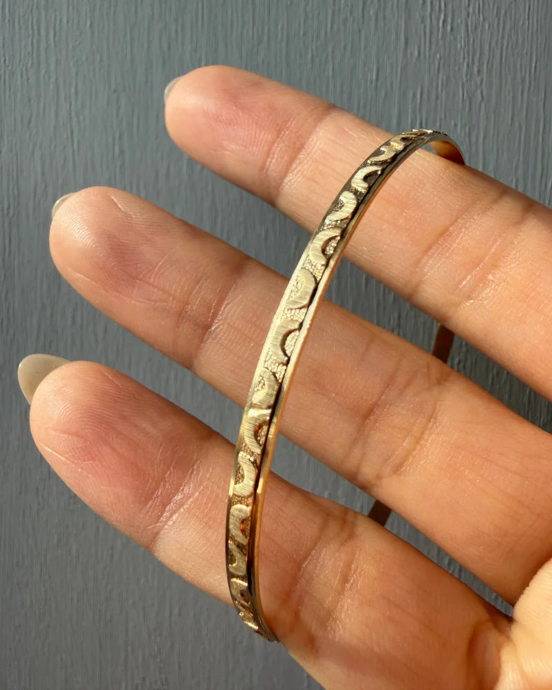 Vintage 10K Gold Stackable Bangles - Half Moon Motif - 10K Gold - Free shipping - 3