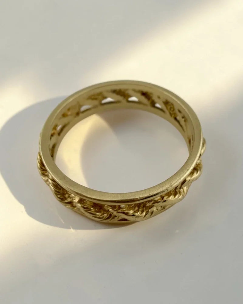 Vintage 10K Rope Eternity Band Size 6.5 - 10K Gold - Free shipping - 4