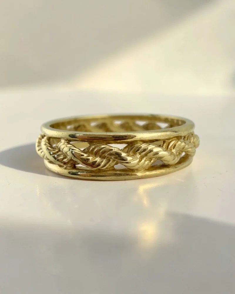 Vintage 10K Rope Eternity Band Size 6.5 - 10K Gold - Free shipping - 1