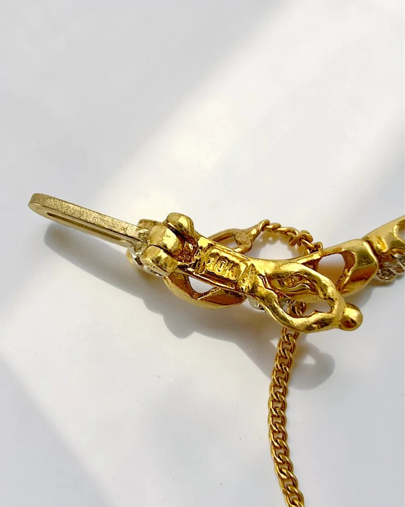 Vintage 10K Yellow and White Gold XO Diamond Bracelet 7.5 in - 10K Gold - Free shipping - 9