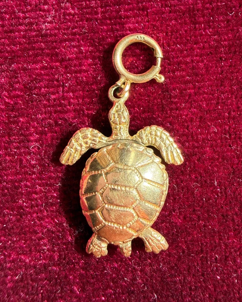 Estate 14 Gold Articulated Turtle Charm Pendant - 14K Solid Gold - Free shipping - 2