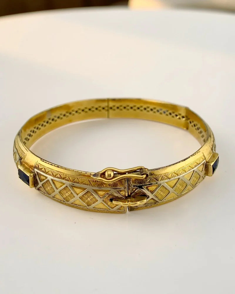 Vintage 14K to 16K Gold Ornate Hinged Bangle - 14K Solid Gold - Free shipping - 4