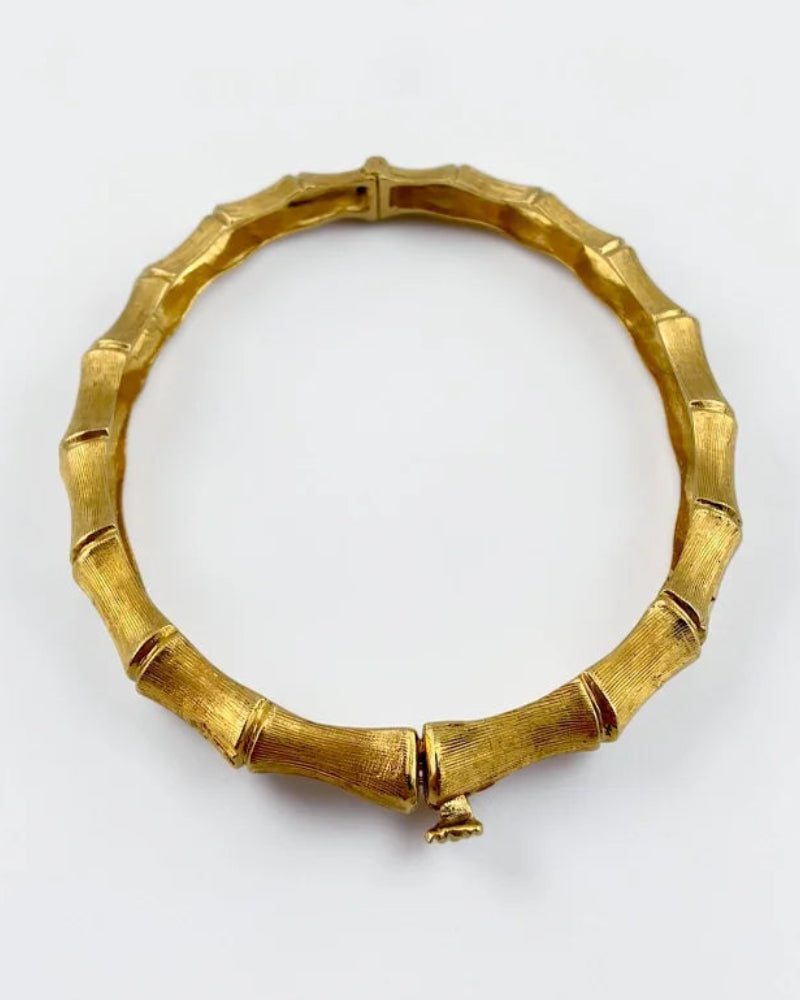 14K Gold Chunky Bamboo Bangle Bracelet - 22.23g - 14K Solid Gold - Free shipping - 6