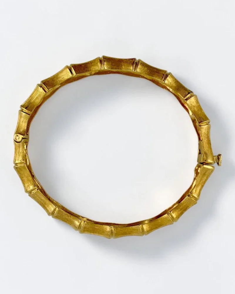 14K Gold Chunky Bamboo Bangle Bracelet - 22.23g - 14K Solid Gold - Free shipping - 1