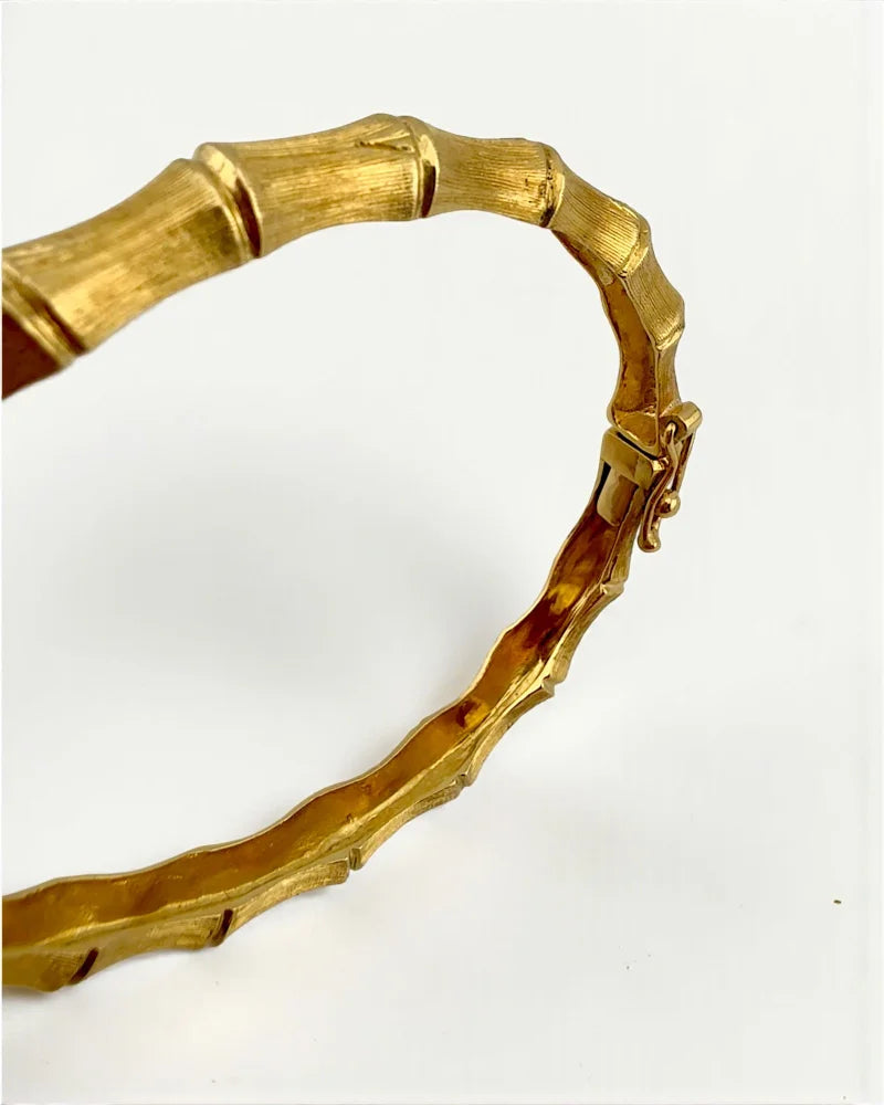 14K Gold Chunky Bamboo Bangle Bracelet - 22.23g - 14K Solid Gold - Free shipping - 3