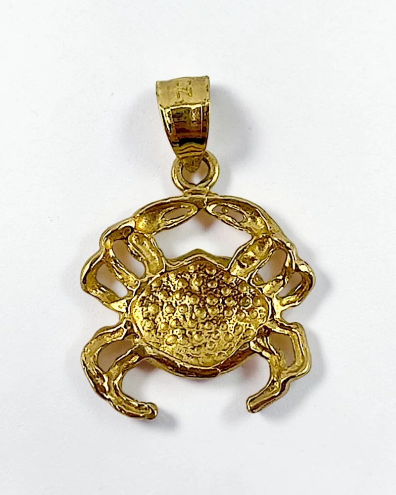 14K Gold Crab Charm Pendant - 14K Solid Gold - Free shipping - 3