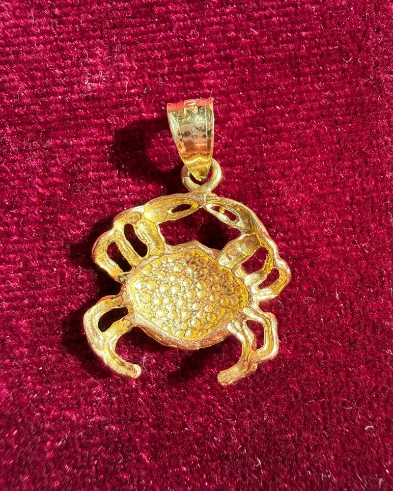 14K Gold Crab Charm Pendant - 14K Solid Gold - Free shipping - 4