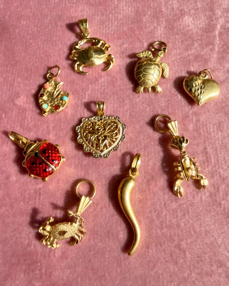 14K Gold Crab Charm Pendant - 14K Solid Gold - Free shipping - 5