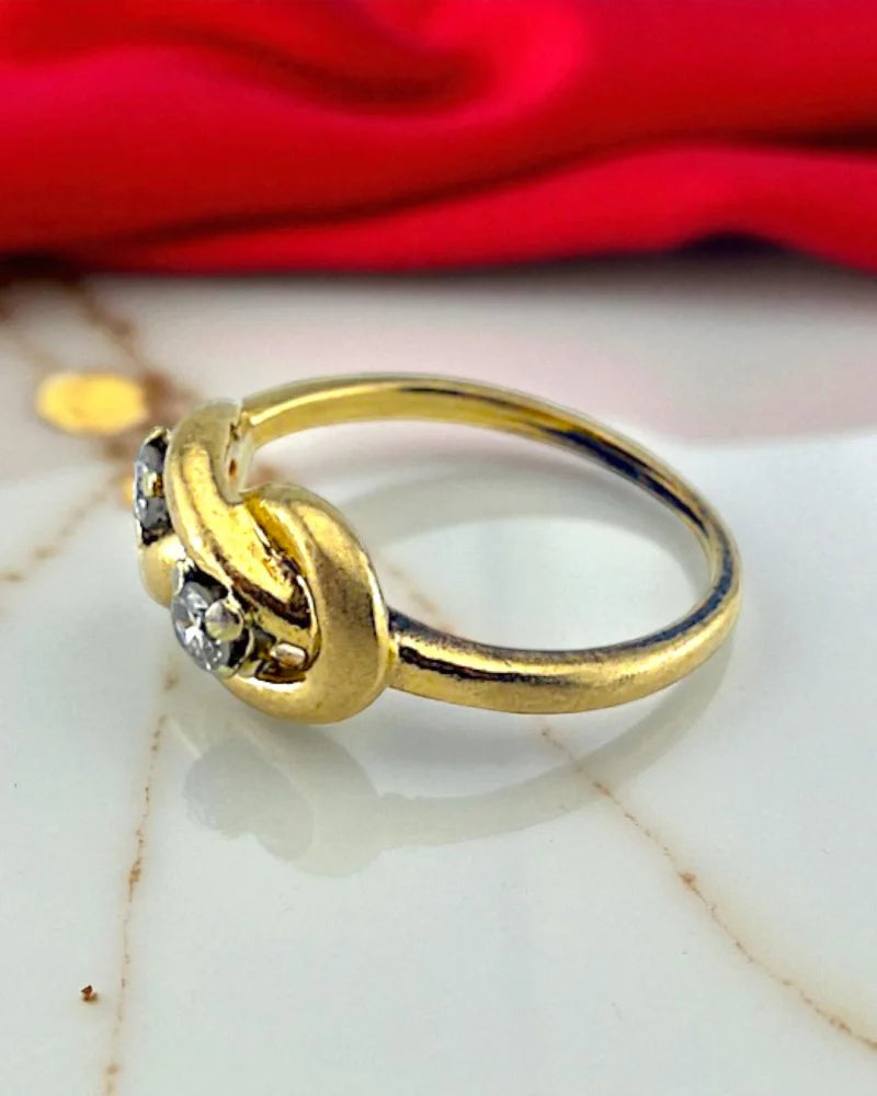 Vintage 14K Gold Diamond Love Knot Ring - 14K Solid Gold - Free shipping - 4