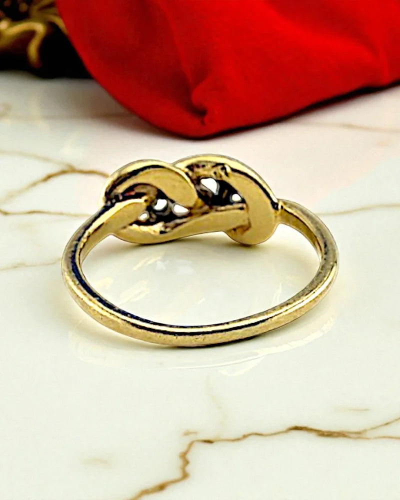 Vintage 14K Gold Diamond Love Knot Ring - 14K Solid Gold - Free shipping - 5
