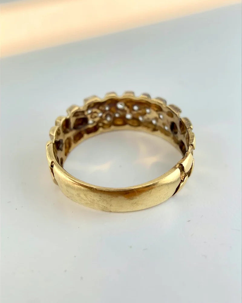 Vintage 14K Gold Diamond Reptile Texture Ring - 14K Solid Gold - Free shipping - 5