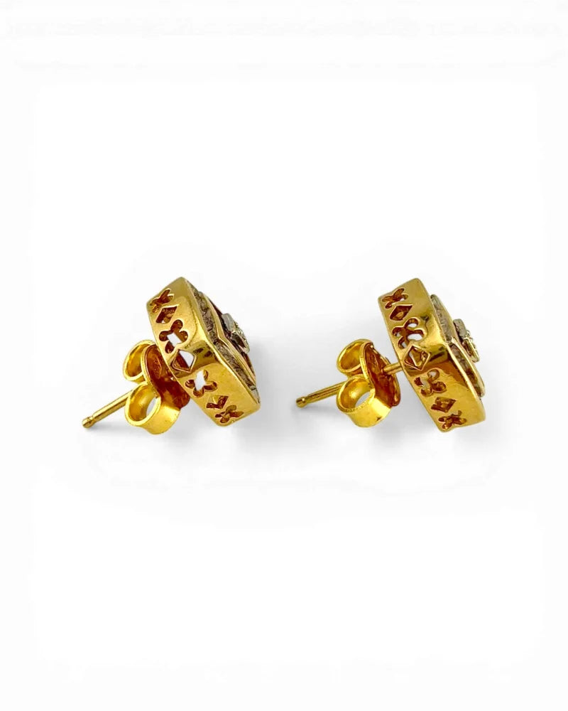 Vintage 14K Gold Diamond Ruby and Sapphire Earrings - 14K Solid Gold - Free shipping - 5