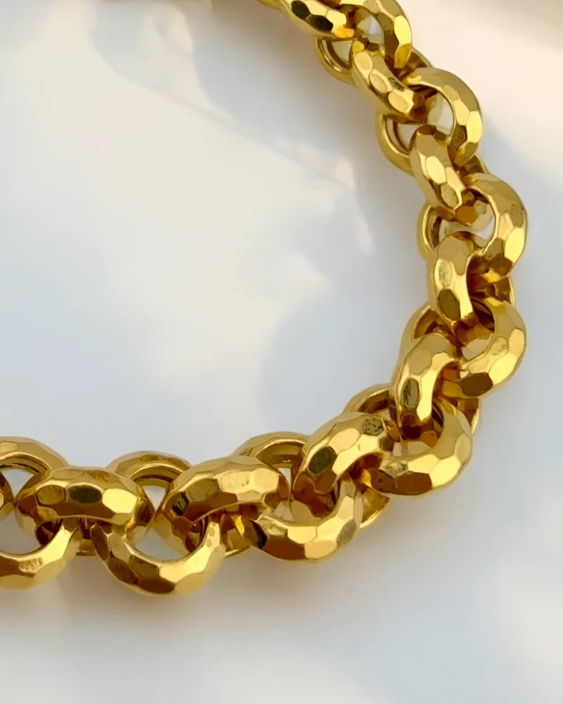 Vintage 14K Gold Faceted Rolo Link Bracelet 7.5’’ - 14K Solid Gold - Free shipping - 2