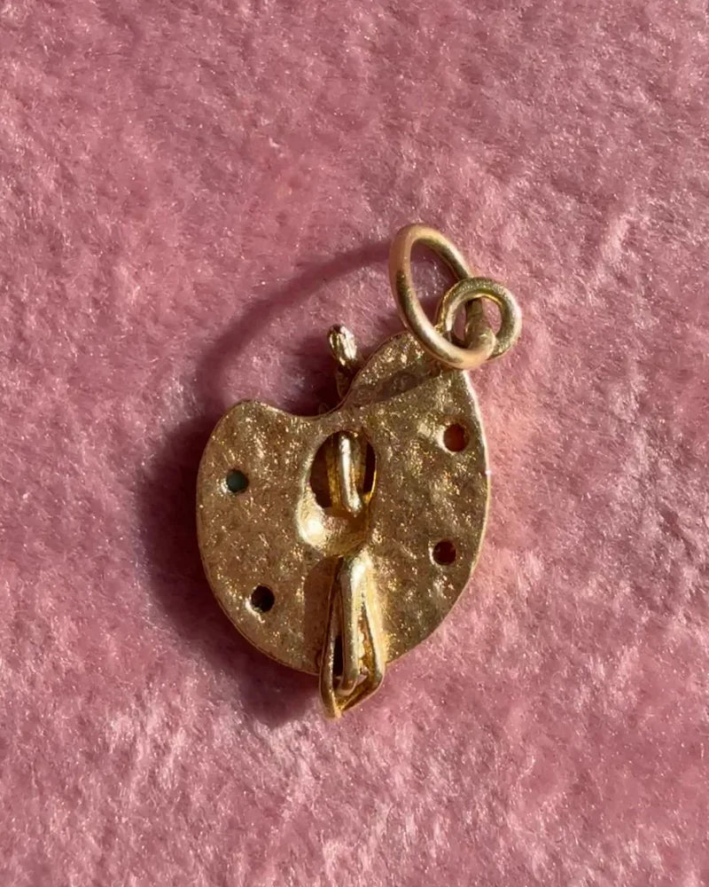 Vintage 14K Gold Painter’s Palette Charm Pendant with Coral Turquoise Opal Garnet and Ruby - 14K Solid Gold - Free