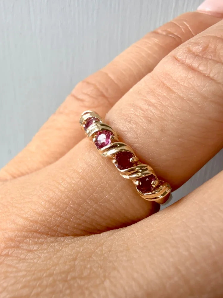 Vintage 14K Gold Ruby Stacker Ring 0.50 ct - 14K Solid Gold - Free shipping - 4