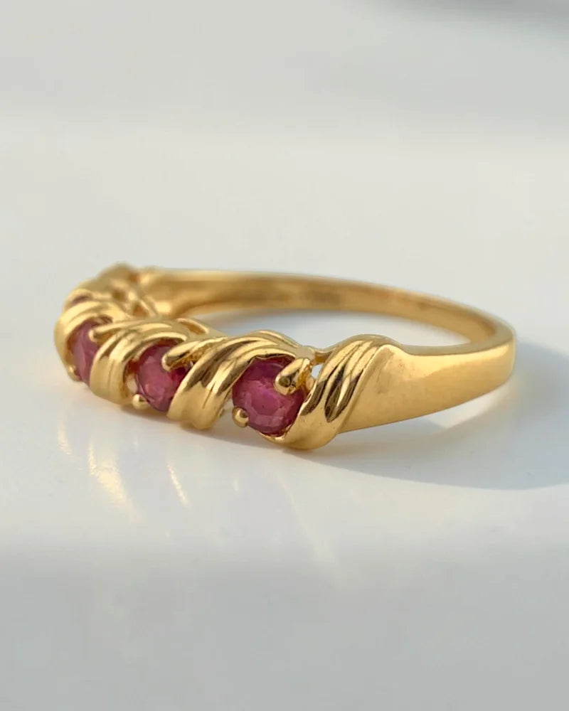 Vintage 14K Gold Ruby Stacker Ring 0.50 ct - 14K Solid Gold - Free shipping - 5