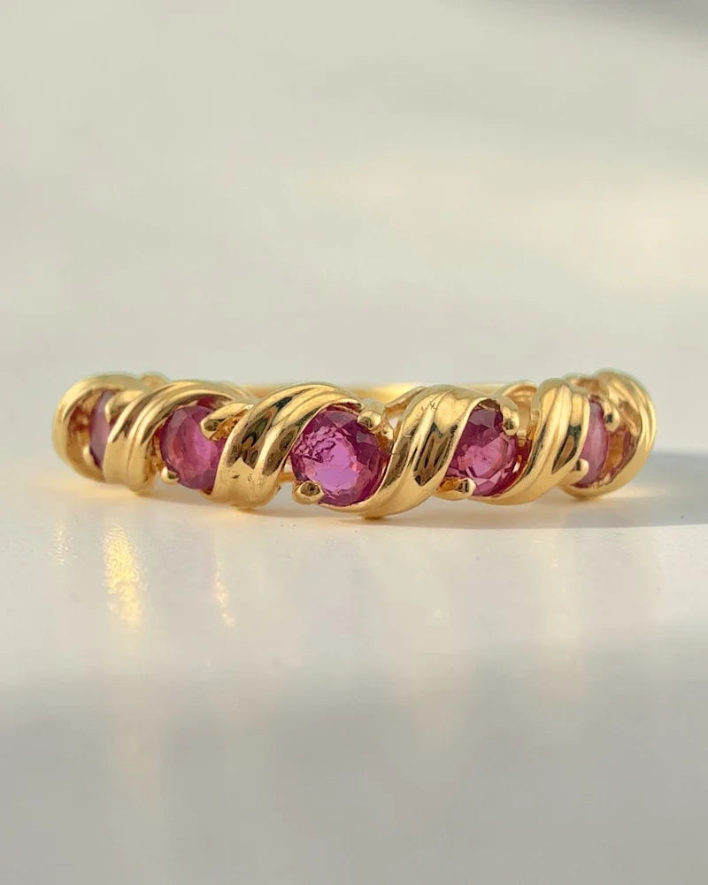 Vintage 14K Gold Ruby Stacker Ring 0.50 ct - 14K Solid Gold - Free shipping - 1