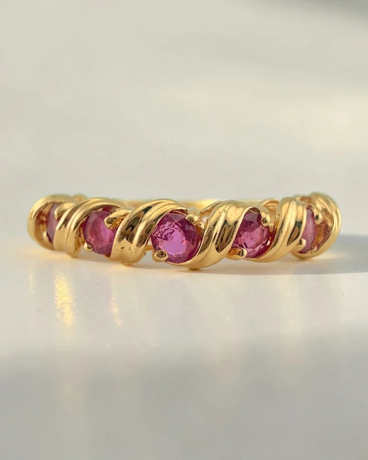 Vintage 14K Gold Ruby Stacker Ring 0.50 ct - 14K Solid Gold - Free shipping - 1