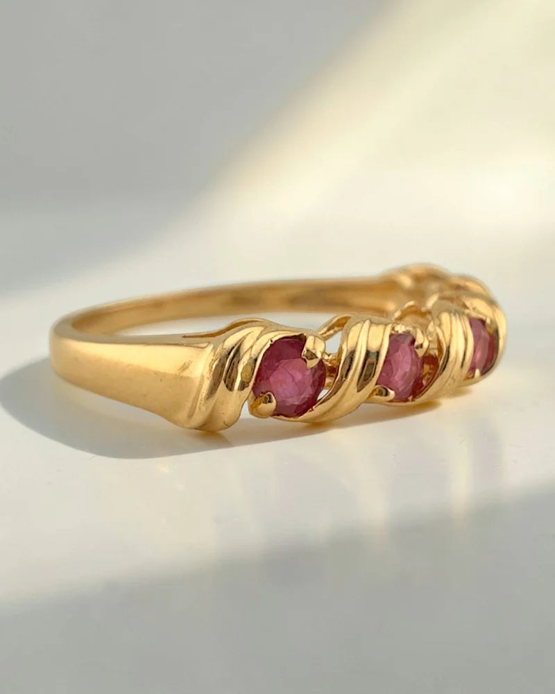 Vintage 14K Gold Ruby Stacker Ring 0.50 ct - 14K Solid Gold - Free shipping - 3