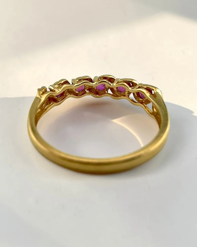 Vintage 14K Gold Ruby Stacker Ring 0.50 ct - 14K Solid Gold - Free shipping - 6