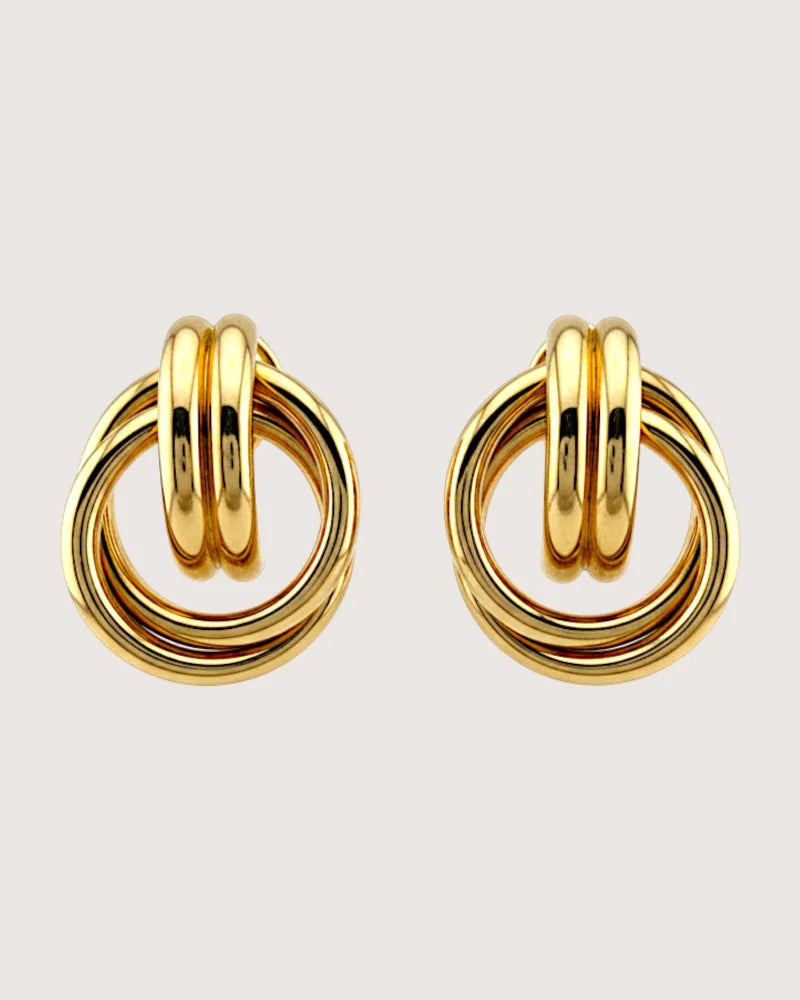 Vintage 14K Gold Sculptural Knot Earrings - Gold - 14K Solid Gold - Free shipping - 1