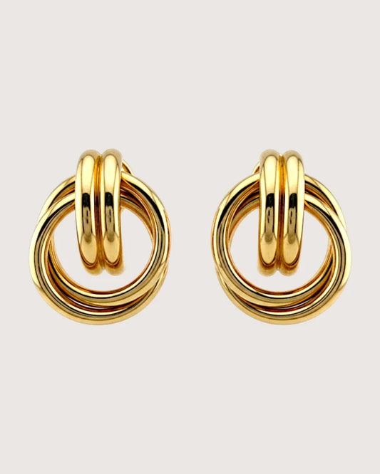 Vintage 14K Gold Sculptural Knot Earrings - Gold - 14K Solid Gold - Free shipping - 1