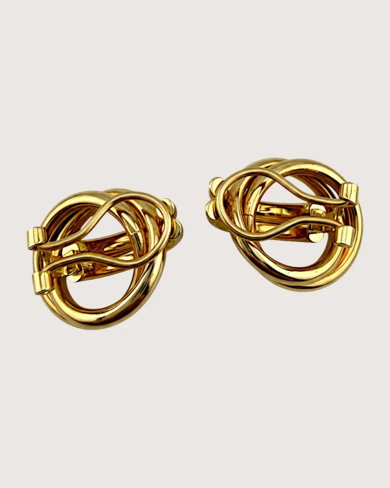 Vintage 14K Gold Sculptural Knot Earrings - Gold - 14K Solid Gold - Free shipping - 4