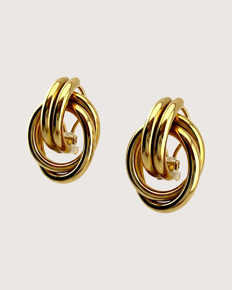 Vintage 14K Gold Sculptural Knot Earrings - Gold - 14K Solid Gold - Free shipping - 3