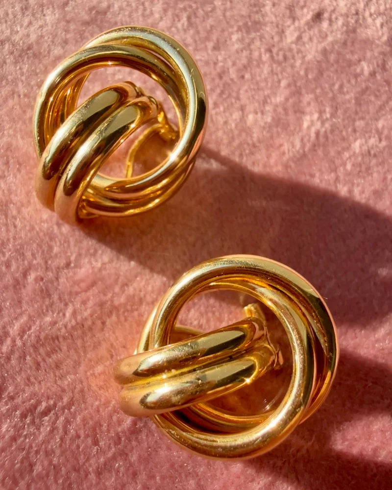 Vintage 14K Gold Sculptural Knot Earrings - Gold - 14K Solid Gold - Free shipping - 6