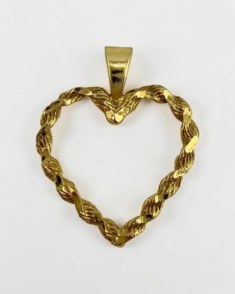Vintage 14K Gold Twisted Heart Pendant - 14K Solid Gold - Free shipping - 3