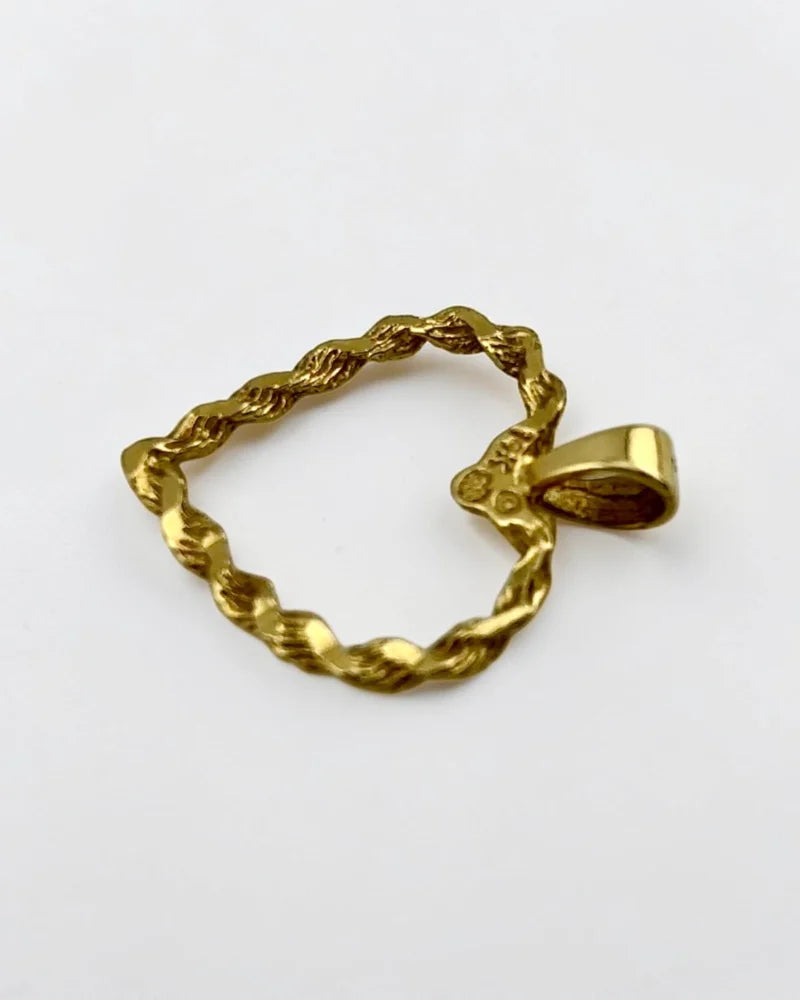Vintage 14K Gold Twisted Heart Pendant - 14K Solid Gold - Free shipping - 7