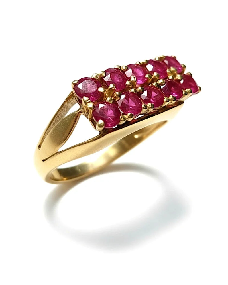 Vintage 18K Gold Pink Sapphire Cluster Ring - 18K solid gold - Free shipping - 1