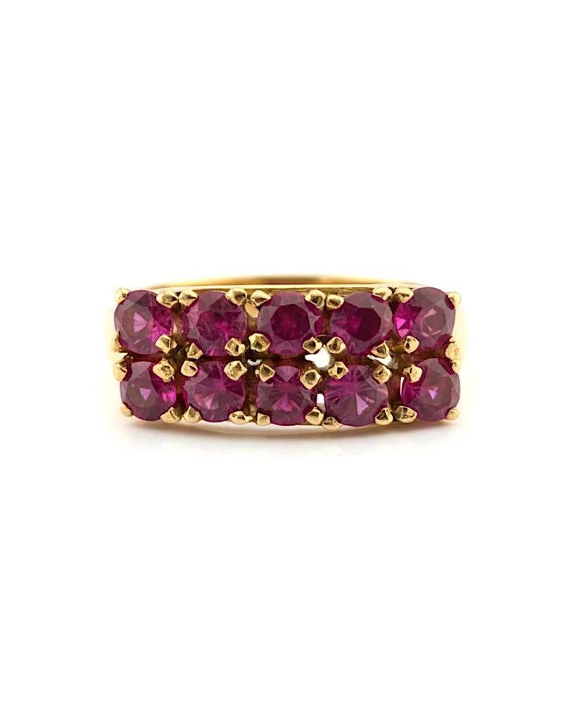 Vintage 18K Gold Pink Sapphire Cluster Ring - 18K solid gold - Free shipping - 3