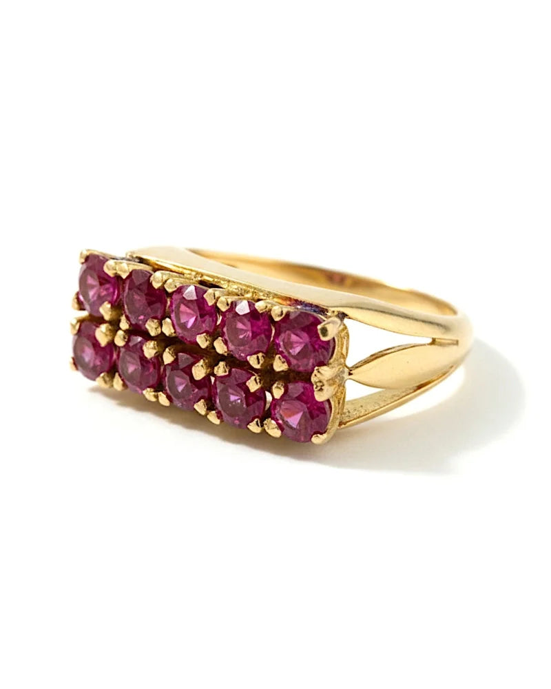 Vintage 18K Gold Pink Sapphire Cluster Ring - 18K solid gold - Free shipping - 4