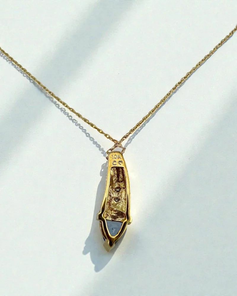 Vintage 1980s Trillion Tanzanite & Diamond Spike Pendant in 10K Gold - 10K Gold - Free shipping - 5