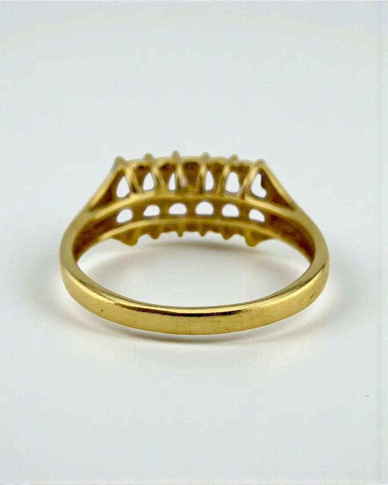 Vintage 90s 14K Gold Tanzanite Ring Pear-Cut Cluster with Diamonds - 14K Solid Gold - Free shipping - 6